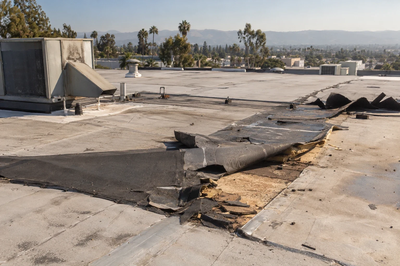 Commercial Wind-Damage Roof Repair in Menifee